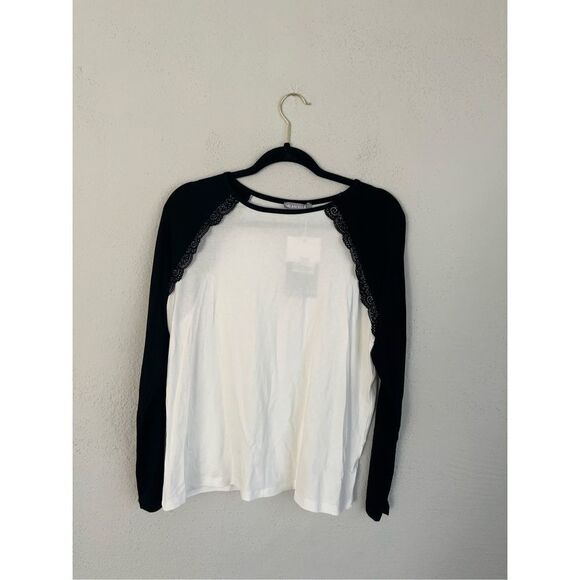 Milan Kiss Woman Ecru& Black Ragian Blouse, Size Large - Picture 2 of 7